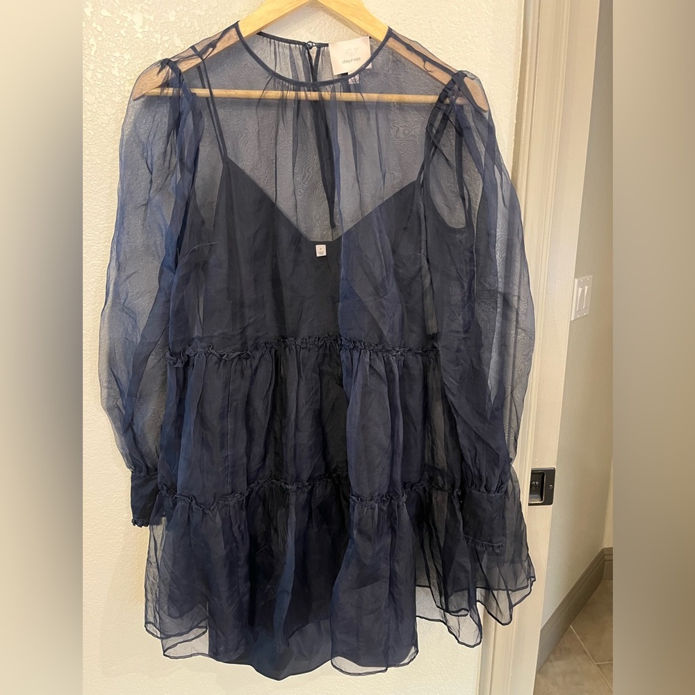 Cinq à Sept Sheer Navy Blouse